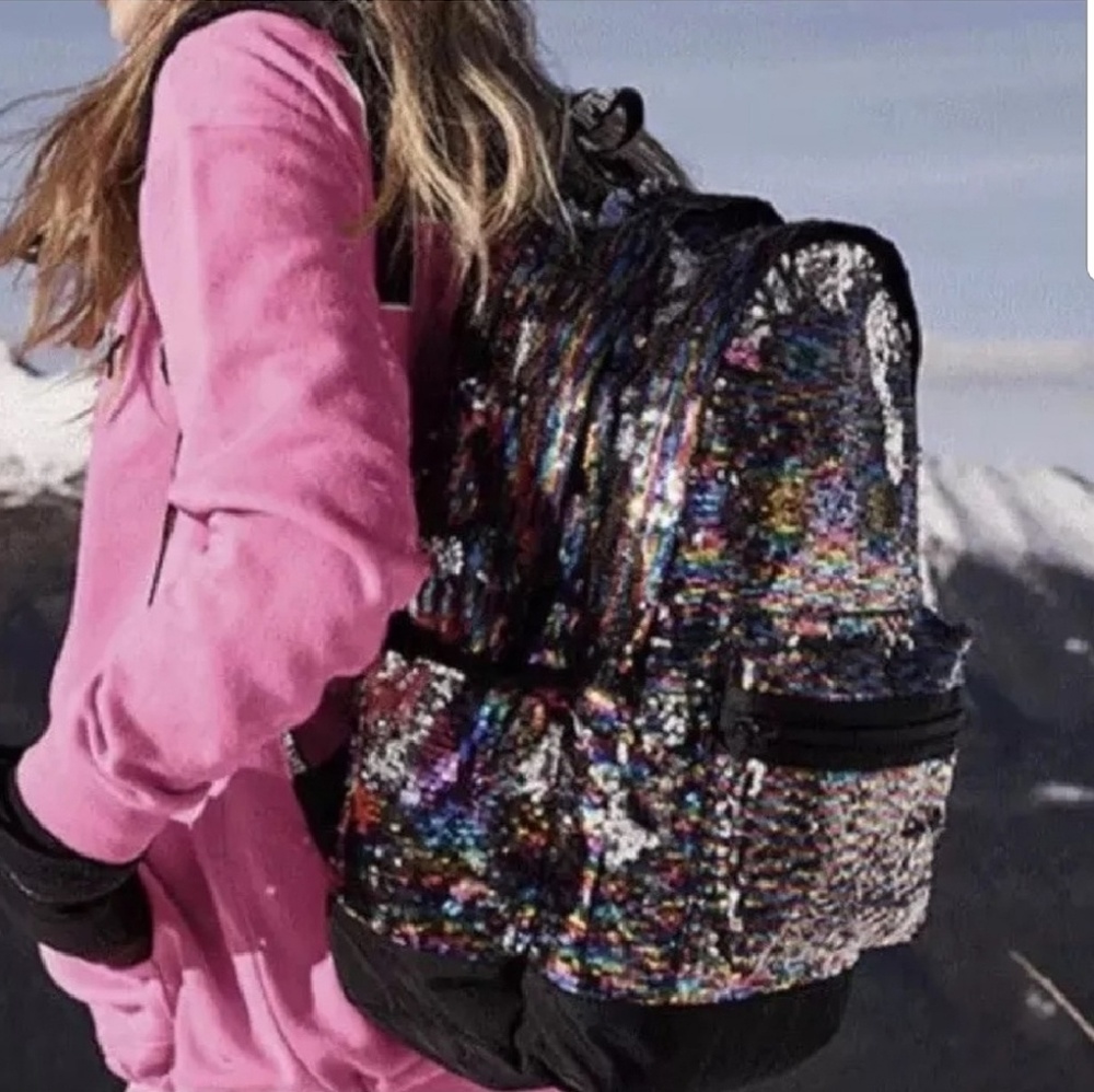 NEW W/ TAGS Victoria's Secret PINK Rainbow Sequin Campus Backpack